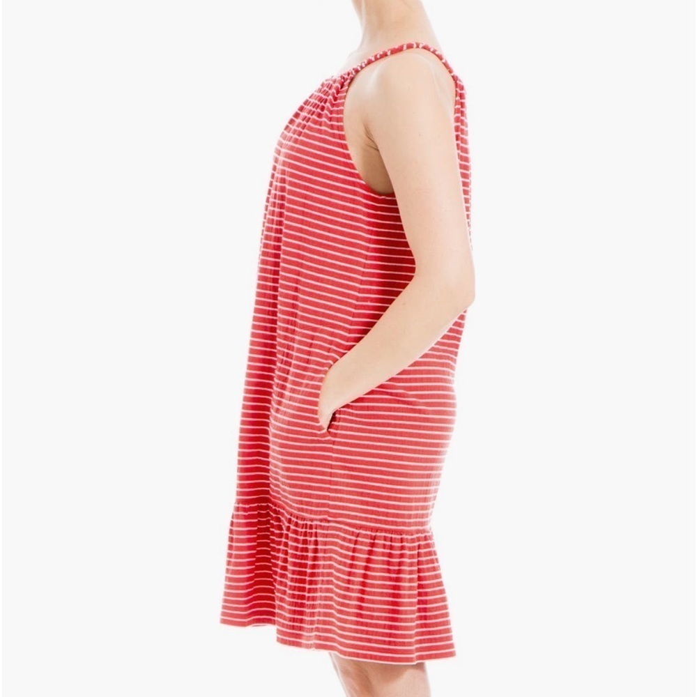 MAX STUDIO Swingy Summer Stripe Knit Dress Pockets::RED WHITE SEAPORT STRIPE:: - Picture 4 of 8